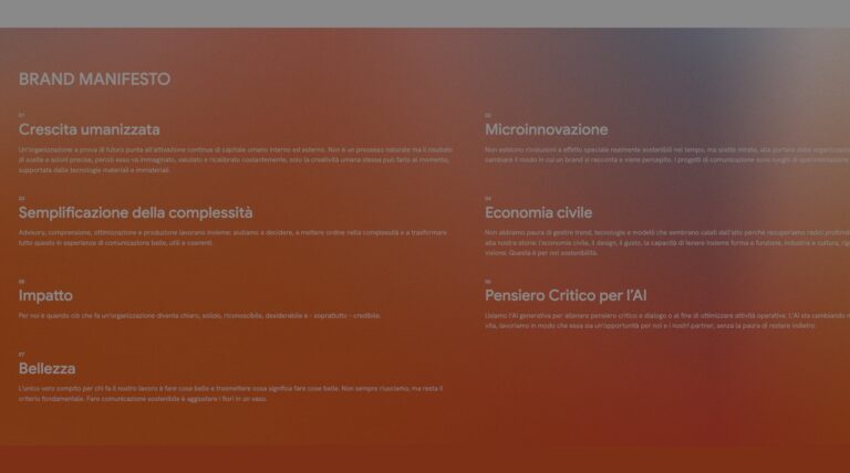 Schermata del brand manifesto di GOODCOM sulla comunicazione sostenibile