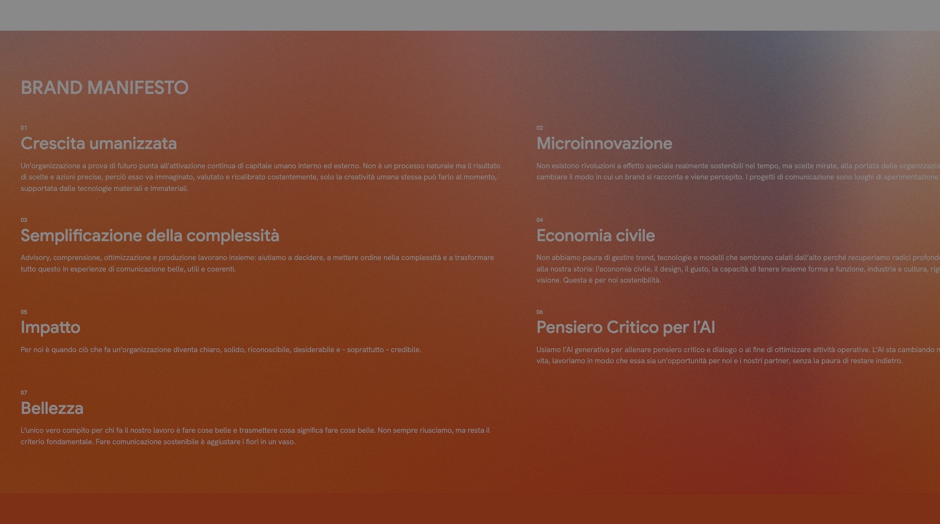 Schermata del brand manifesto di GOODCOM sulla comunicazione sostenibile